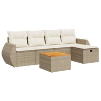 Thumbnail for 6-tlg. Garten-Sofagarnitur mit Kissen Beige Poly Rattan