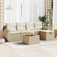 Thumbnail for 6-tlg. Garten-Sofagarnitur mit Kissen Beige Poly Rattan