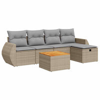 Thumbnail for 6-tlg. Garten-Sofagarnitur mit Kissen Beige Poly Rattan