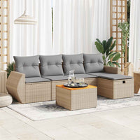 Thumbnail for 6-tlg. Garten-Sofagarnitur mit Kissen Beige Poly Rattan