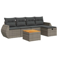 Thumbnail for 6-tlg. Garten-Sofagarnitur mit Kissen Grau Poly Rattan