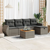 Thumbnail for 6-tlg. Garten-Sofagarnitur mit Kissen Grau Poly Rattan