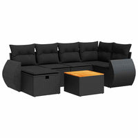 Thumbnail for 7-tlg. Garten-Sofagarnitur mit Kissen Schwarz Poly Rattan
