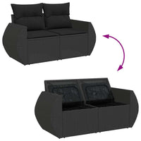 Thumbnail for 7-tlg. Garten-Sofagarnitur mit Kissen Schwarz Poly Rattan