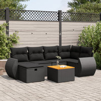 Thumbnail for 7-tlg. Garten-Sofagarnitur mit Kissen Schwarz Poly Rattan