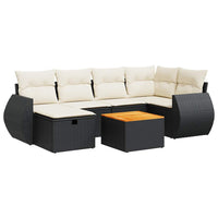Thumbnail for 7-tlg. Garten-Sofagarnitur mit Kissen Schwarz Poly Rattan