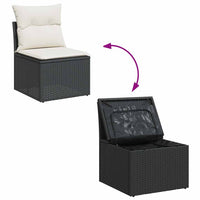 Thumbnail for 7-tlg. Garten-Sofagarnitur mit Kissen Schwarz Poly Rattan