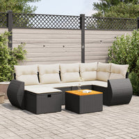Thumbnail for 7-tlg. Garten-Sofagarnitur mit Kissen Schwarz Poly Rattan