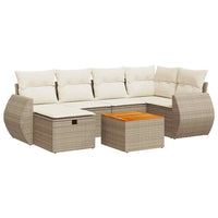 Thumbnail for 7-tlg. Garten-Sofagarnitur mit Kissen Beige Poly Rattan