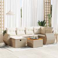Thumbnail for 7-tlg. Garten-Sofagarnitur mit Kissen Beige Poly Rattan