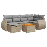Thumbnail for 7-tlg. Garten-Sofagarnitur mit Kissen Beige Poly Rattan