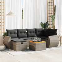 Thumbnail for 7-tlg. Garten-Sofagarnitur mit Kissen Grau Poly Rattan