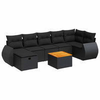 Thumbnail for 8-tlg. Garten-Sofagarnitur mit Kissen Schwarz Poly Rattan