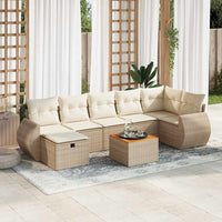 Thumbnail for 8-tlg. Garten-Sofagarnitur mit Kissen Beige Poly Rattan