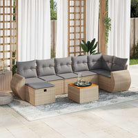 Thumbnail for 8-tlg. Garten-Sofagarnitur mit Kissen Beige Poly Rattan