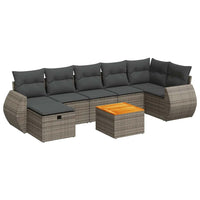 Thumbnail for 8-tlg. Garten-Sofagarnitur mit Kissen Grau Poly Rattan