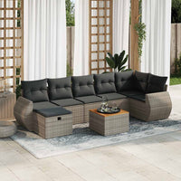 Thumbnail for 8-tlg. Garten-Sofagarnitur mit Kissen Grau Poly Rattan