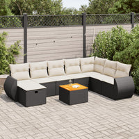 Thumbnail for 9-tlg. Garten-Sofagarnitur mit Kissen Schwarz Poly Rattan