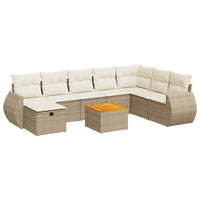 Thumbnail for 9-tlg. Garten-Sofagarnitur mit Kissen Beige Poly Rattan