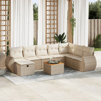 Thumbnail for 9-tlg. Garten-Sofagarnitur mit Kissen Beige Poly Rattan