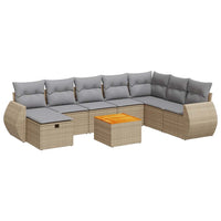 Thumbnail for 9-tlg. Garten-Sofagarnitur mit Kissen Beige Poly Rattan