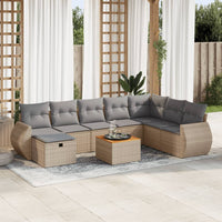 Thumbnail for 9-tlg. Garten-Sofagarnitur mit Kissen Beige Poly Rattan