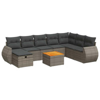 Thumbnail for 9-tlg. Garten-Sofagarnitur mit Kissen Grau Poly Rattan