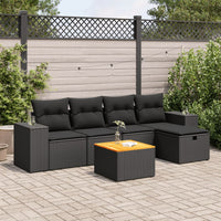 Thumbnail for 6-tlg. Garten-Sofagarnitur mit Kissen Schwarz Poly Rattan