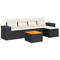 Thumbnail for 6-tlg. Garten-Sofagarnitur mit Kissen Schwarz Poly Rattan