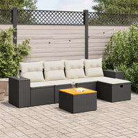 Thumbnail for 6-tlg. Garten-Sofagarnitur mit Kissen Schwarz Poly Rattan