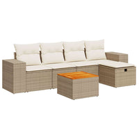 Thumbnail for 6-tlg. Garten-Sofagarnitur mit Kissen Beige Poly Rattan