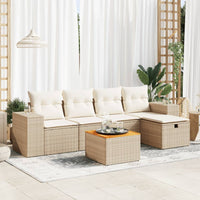 Thumbnail for 6-tlg. Garten-Sofagarnitur mit Kissen Beige Poly Rattan