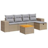 Thumbnail for 6-tlg. Garten-Sofagarnitur mit Kissen Beige Poly Rattan