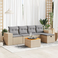 Thumbnail for 6-tlg. Garten-Sofagarnitur mit Kissen Beige Poly Rattan