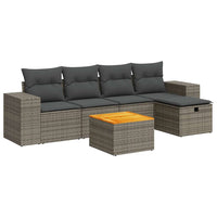 Thumbnail for 6-tlg. Garten-Sofagarnitur mit Kissen Grau Poly Rattan