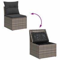 Thumbnail for 6-tlg. Garten-Sofagarnitur mit Kissen Grau Poly Rattan