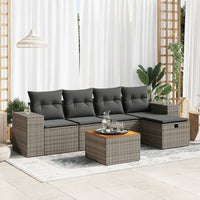 Thumbnail for 6-tlg. Garten-Sofagarnitur mit Kissen Grau Poly Rattan