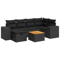 Thumbnail for 7-tlg. Garten-Sofagarnitur mit Kissen Schwarz Poly Rattan
