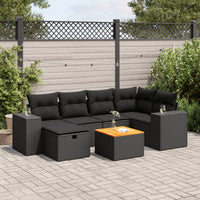 Thumbnail for 7-tlg. Garten-Sofagarnitur mit Kissen Schwarz Poly Rattan