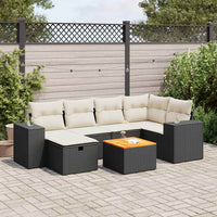 Thumbnail for 7-tlg. Garten-Sofagarnitur mit Kissen Schwarz Poly Rattan