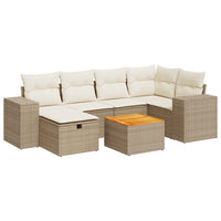 Thumbnail for 7-tlg. Garten-Sofagarnitur mit Kissen Beige Poly Rattan