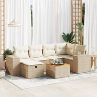 Thumbnail for 7-tlg. Garten-Sofagarnitur mit Kissen Beige Poly Rattan