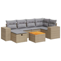 Thumbnail for 7-tlg. Garten-Sofagarnitur mit Kissen Beige Poly Rattan