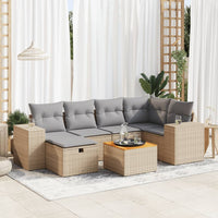 Thumbnail for 7-tlg. Garten-Sofagarnitur mit Kissen Beige Poly Rattan