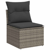 Thumbnail for 7-tlg. Garten-Sofagarnitur mit Kissen Grau Poly Rattan