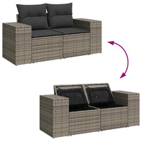 Thumbnail for 7-tlg. Garten-Sofagarnitur mit Kissen Grau Poly Rattan