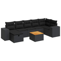 Thumbnail for 8-tlg. Garten-Sofagarnitur mit Kissen Schwarz Poly Rattan