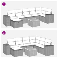 Thumbnail for 8-tlg. Garten-Sofagarnitur mit Kissen Schwarz Poly Rattan