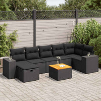 Thumbnail for 8-tlg. Garten-Sofagarnitur mit Kissen Schwarz Poly Rattan