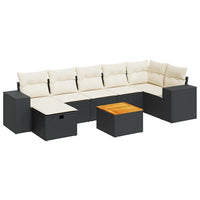 Thumbnail for 8-tlg. Garten-Sofagarnitur mit Kissen Schwarz Poly Rattan